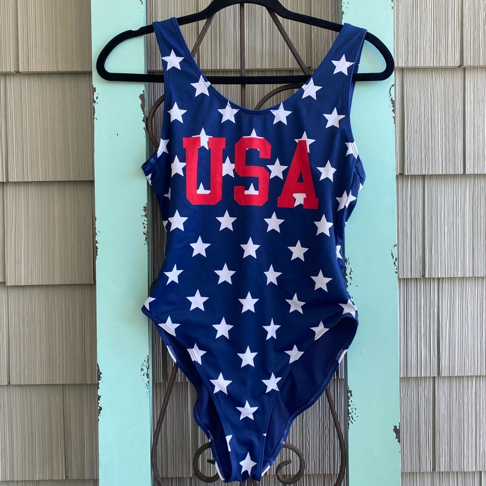 4th July USA swim suit bathing suit Vintage one piece onesie Patriot